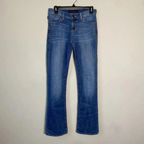 Rock & Republic Kasandra Studded Bootcut Denim Blue Jeans Womens Size 4 Low Rise - Picture 4 of 15